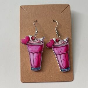 Fashion Jewelry Pink Milkshake Earrings